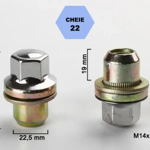 Set 5 piulite roata TITAN BOLT M14x1,5 cu lungime 48 Preț mic