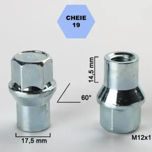 Set 5 piulite roata TITAN BOLT M12x1.25 cu lungime 38 Doar azi
