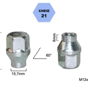 Set 5 piulite roata TITAN BOLT M12x1,5 cu lungime 34 Noutate