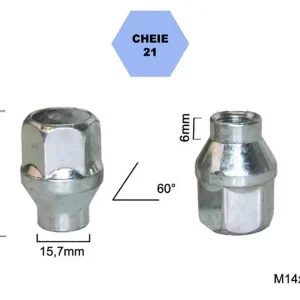 Noutate Set 5 piulite roata TITAN BOLT M14x1,5 cu lungime 34