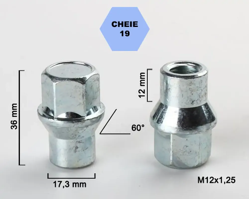 Set 5 piulite roata TITAN BOLT M12x1,2 cu lungime 36 Ieftin