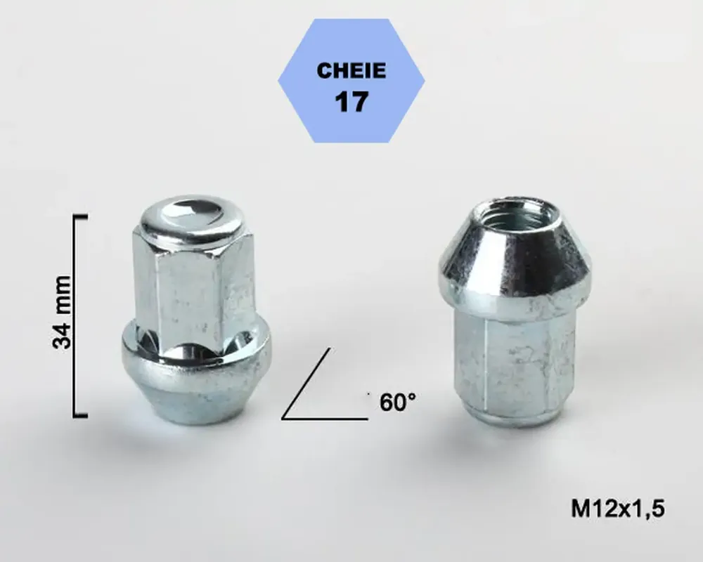 Calitate înaltă Set 5 piulite roata TITAN BOLT M12x1,5 cu lungime 34