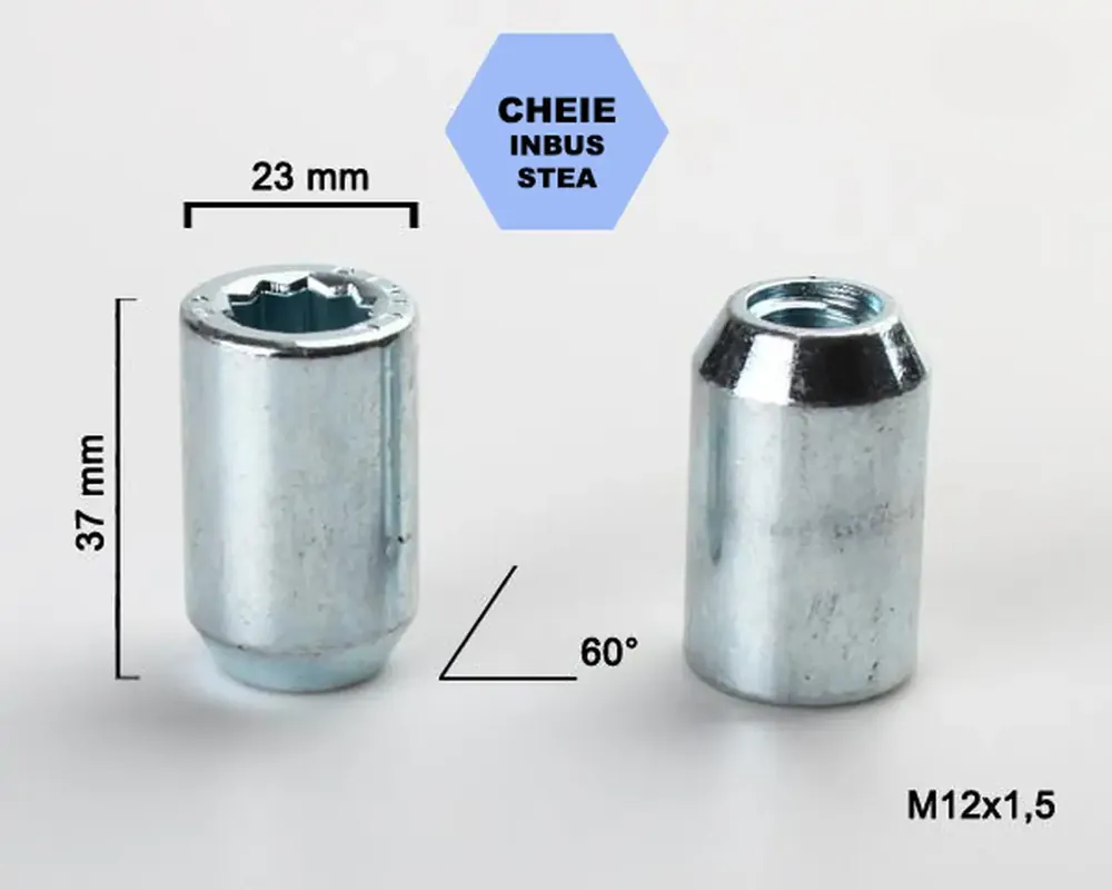 Reducere Set 5 piulite roata TITAN BOLT M12x1,5 cu lungime 37