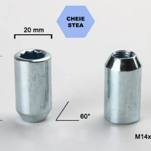 Lichidare de stoc Set 5 piulite roata TITAN BOLT M14x1,5 cu lungime 37