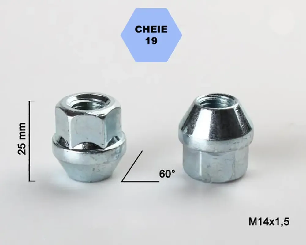 Set 5 piulite roata TITAN BOLT M14x1,5 cu lungime 25 Premium