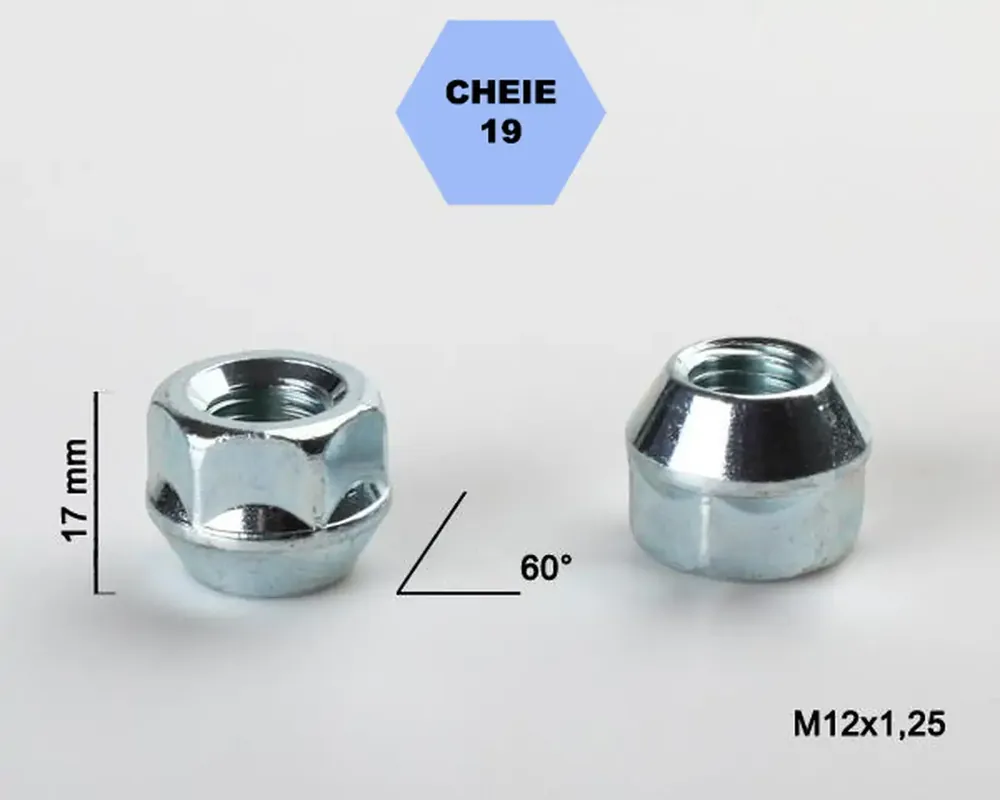 Plată sigură Set 5 piulite roata TITAN BOLT M12x1,2 cu lungime 17