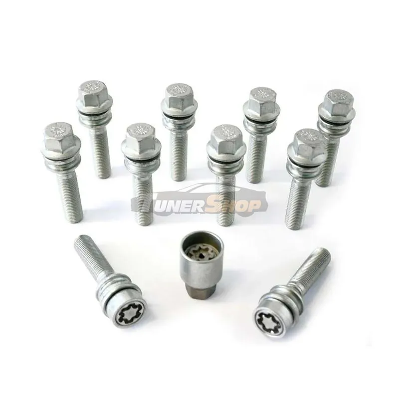 Transport gratuit Prezoane roti H&R Premium SET 10 bucati negre(8 prezoane,2 prezoane antifurt,cheie antifurt) cu cap sferic mobil M14x1,5 cu lungime filet 59mm cod 1455907SET pentru  Porsche si Volkswagen