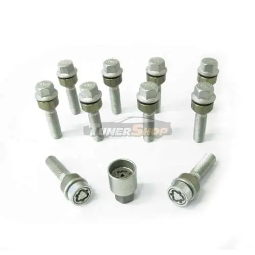 Prezoane roti H&R Premium SET 10 bucati negre(8 prezoane,2 prezoane antifurt,cheie antifurt) cap sferic mobil M14x1,5 cu lungime filet 57mm cod 1455706SET pentru Porsche Ieftin