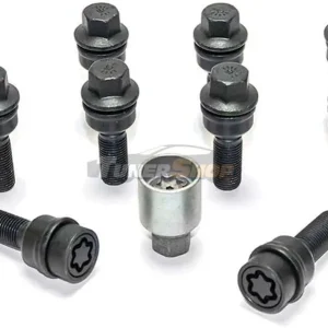 Ultima șansă Prezoane roti H&R Premium SET 10 bucati negre(8 prezoane,2 prezoane antifurt,cheie antifurt) cu cap sferic mobil M14x1,5 cu lungime filet 48mm cod B1454807ASET pentru  Audi Q3,Q5,altele