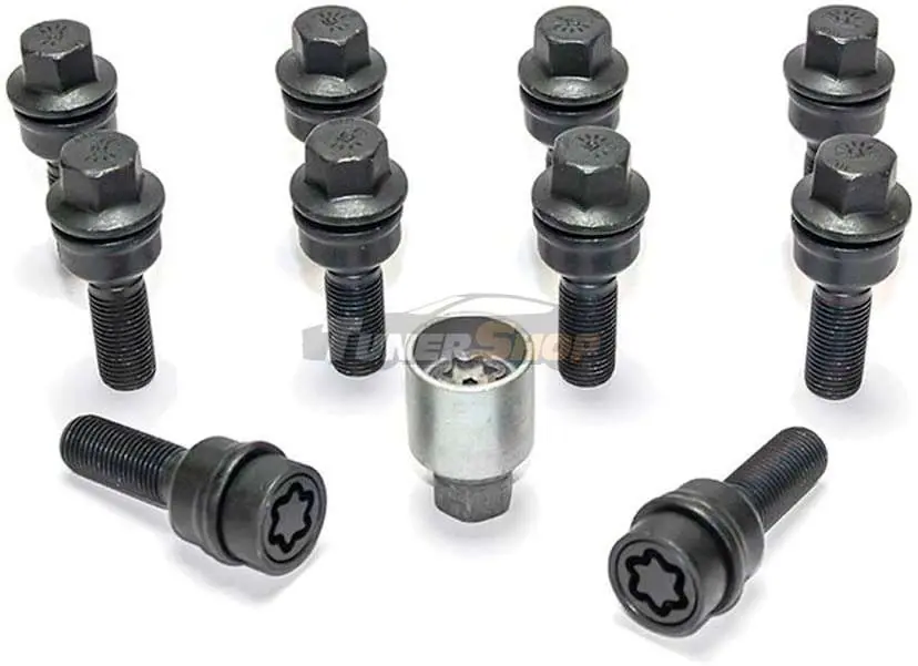Prezoane roti H&R Premium SET 10 bucati negre(8 prezoane,2 prezoane antifurt,cheie antifurt) cu cap sferic mobil M14x1,5 cu lungime filet 40mm cod B1454007ASET pentru Audi Q3,Q5,altele Cel mai bun preț