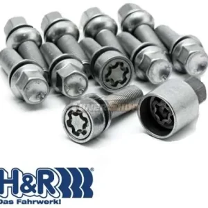 Chilipir Prezoane roti H&R Premium SET 10 bucati(8 prezoane,2 prezoane antifurt,cheie antifurt) cu cap sferic mobil M14x1,5 cu lungime filet 42mm cod 1454203SET pentru e.g. Audi S5
