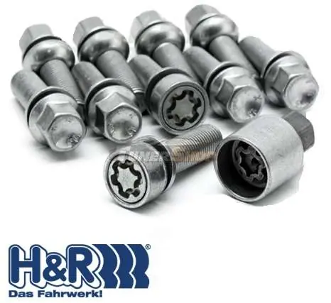 Prezoane roti H&R Premium SET 10 bucati(8 prezoane,2 prezoane antifurt,cheie antifurt) cu cap sferic mobil M14x1,5 cu lungime filet 36mm cod 1453603SET pentru e.g. Audi S5 Chilipir