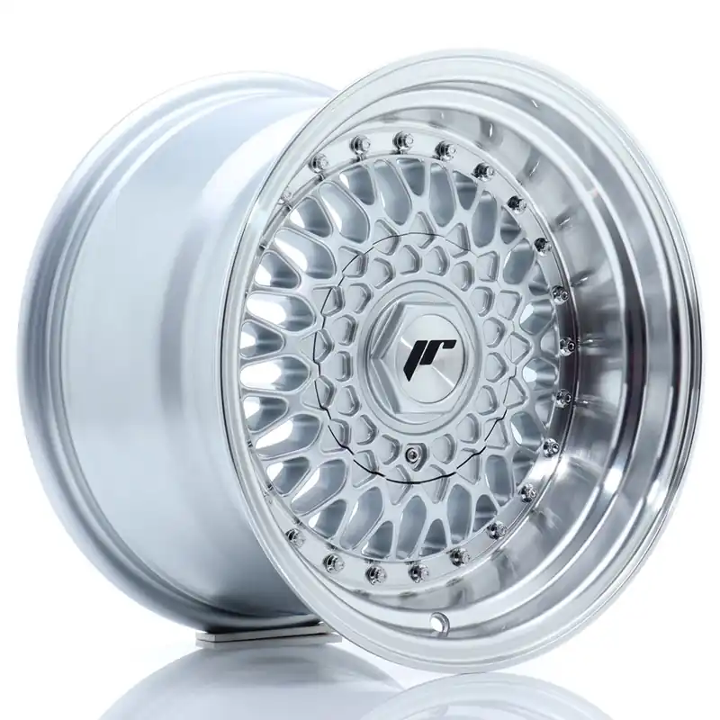 Cumpără acum Janta aliaj 15” JR Wheels JR9 15×9 ET10 4×100/108 Silver w/ Machined Lip+Silver Rivets