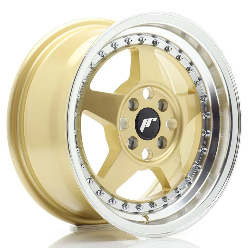 Preț promoțional Janta aliaj 15” JR Wheels JR6 15×7 ET35 4×100 Gold w/ Machined Lip