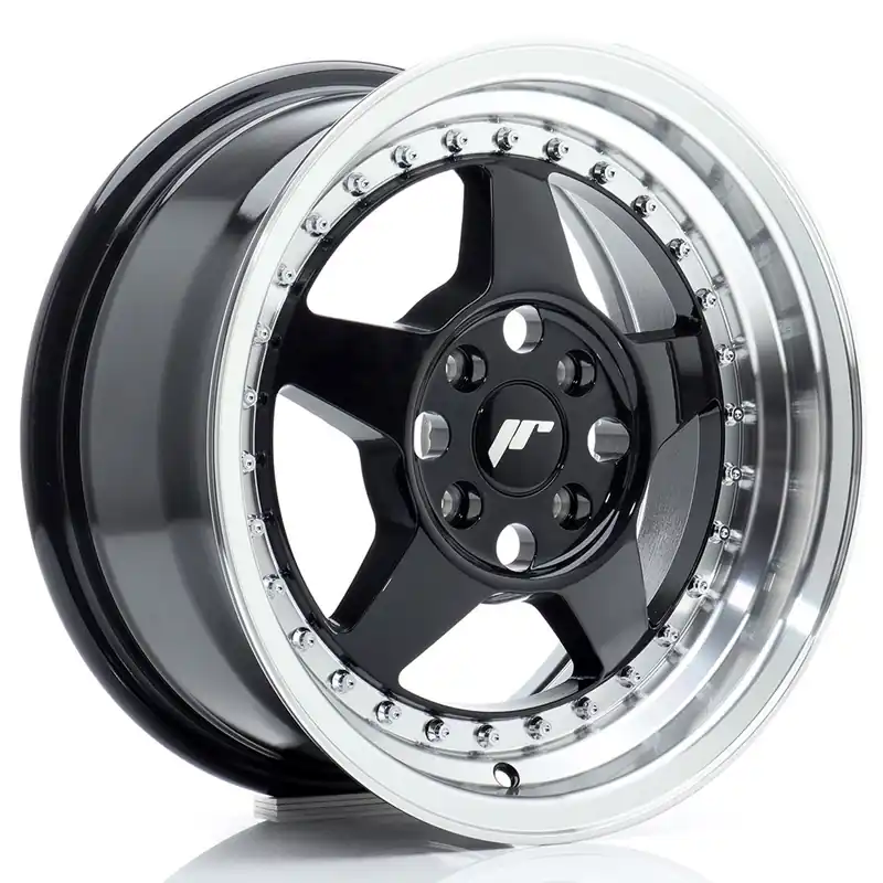 Reducere Janta aliaj 15” JR Wheels JR6 15×7 ET35 4×100 Gloss Black w/ Machined Lip