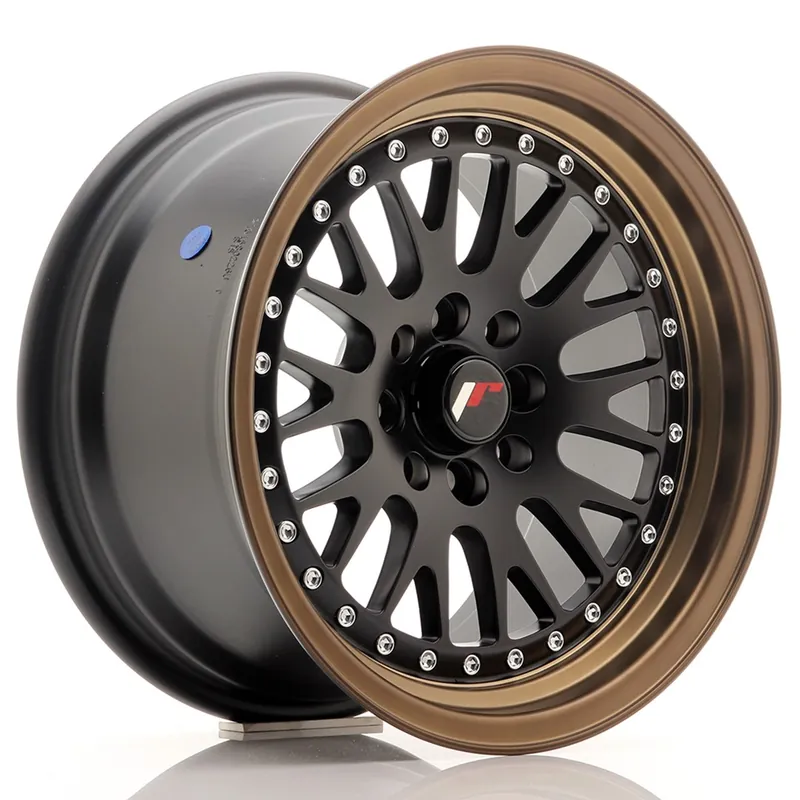 Comandă acum Janta aliaj 15” JR Wheels JR10 15×8 ET20 4×100/108 Matt Black w/ Bronze Lip