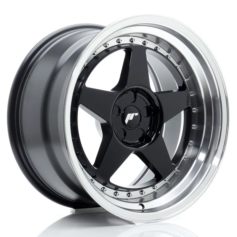 Livrare gratuită Janta aliaj 18″ JR Wheels JR6 18×10 ET0-25 5H BLANK Gloss Black w/ Machined Lip