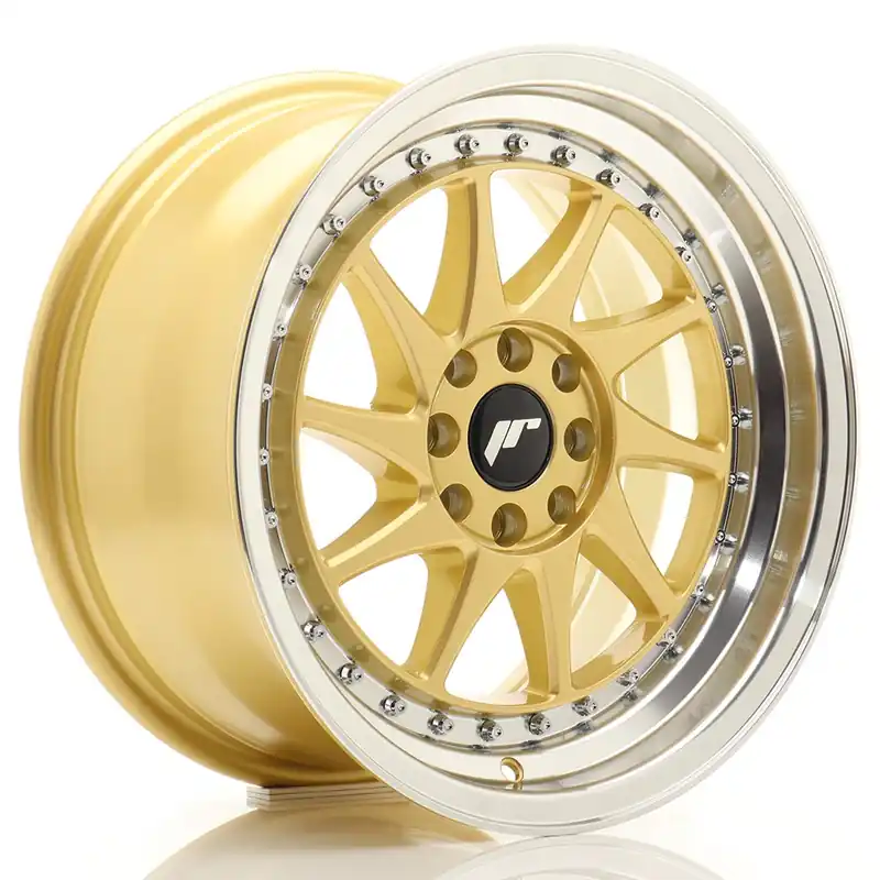 Cel mai vândut Janta aliaj 16″ JR Wheels JR26 16×8 ET25 4×100/108 Gold w/ Machined Lip