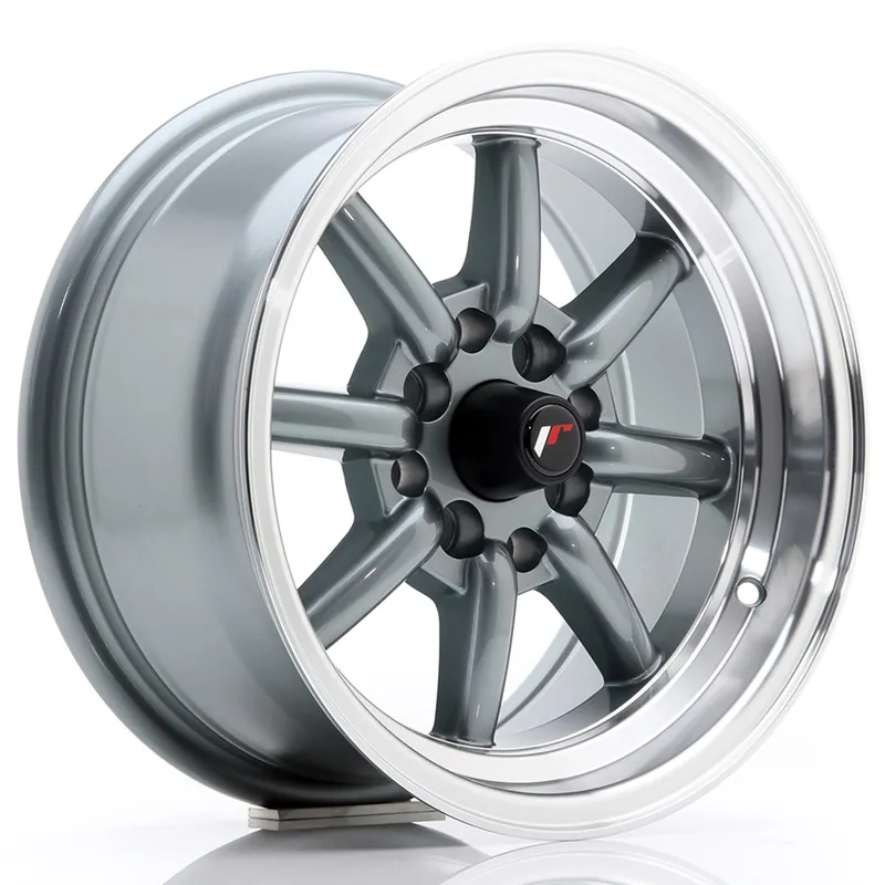 Janta aliaj 14″ JR Wheels JR19 14×7 ET0 4×100/114 Gun Metal w/ Machined Lip Retur gratuit