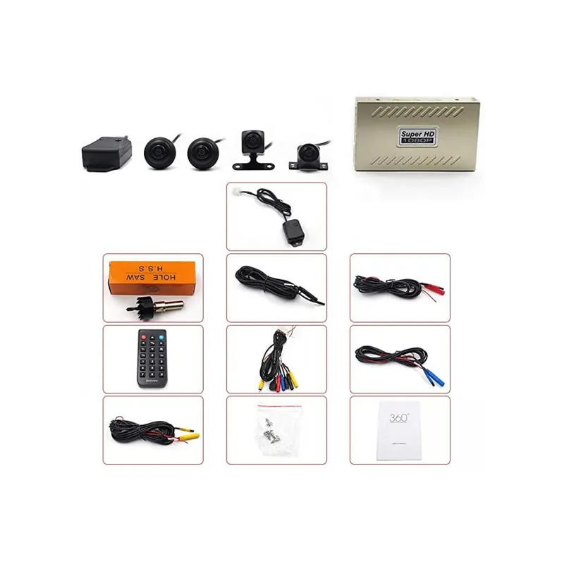 Kit sistem camere DVR 360, 3D cu 4 camere wide, vedere nocturnă, 1080P, fără unghi mort Nu rata