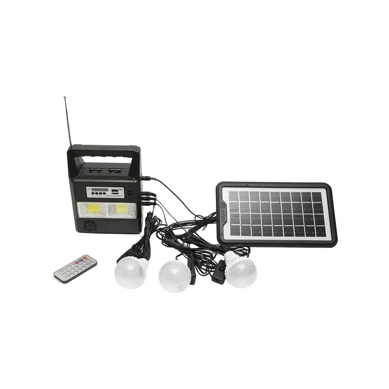 Premium Kit de urgenta in caz de calamitate: Radio, telecomanda, baterie 6V, 3Ah cu incarcare panou solar, 3 becuri/lanterna