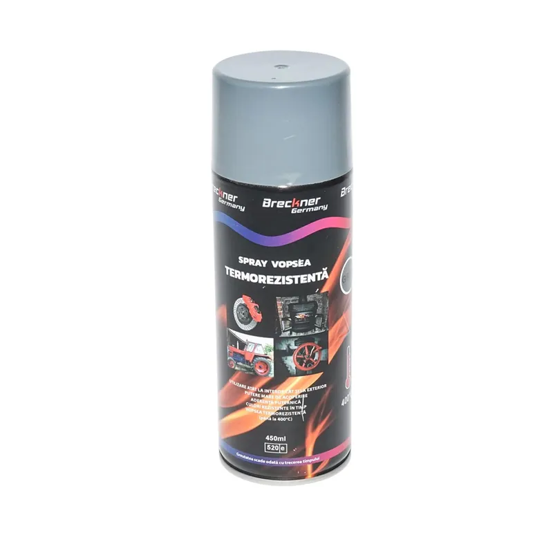Livrare gratuită Spray vopsea acrilic termorezistent la 400 grade gri 450ml Breckner Germany