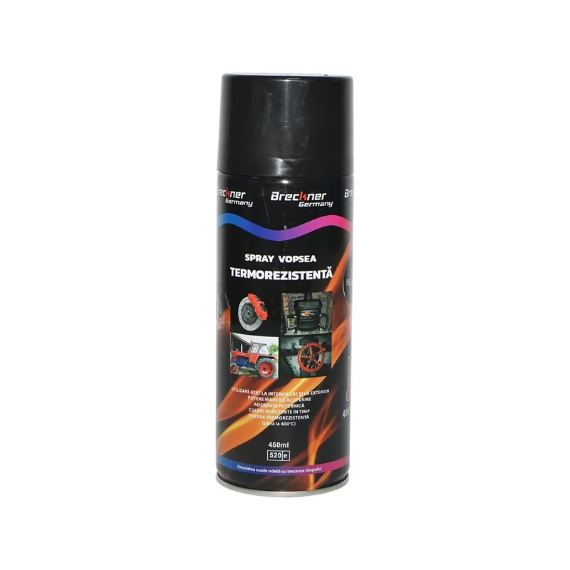 Spray vopsea acrilic termorezistent la 400 grade negru 450ml Breckner Germany Popular