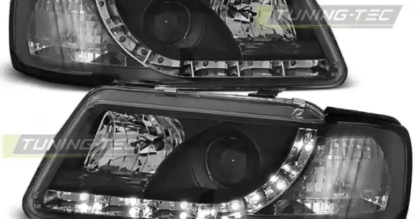Vezi acum Faruri cu DRL pe fundal negru compatibil cu AUDI A3 8L 08.96-08.00