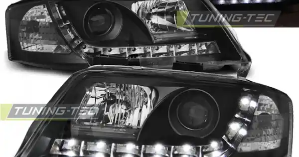 Mai ieftin Faruri cu DRL pe fundal negru compatibil cu AUDI A6 05.97-05.01