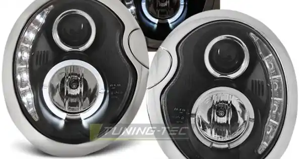 Faruri cu DRL pe fundal negru compatibil cu BMW MINI (COOPER) 05.01-10.06 Livrare rapidă