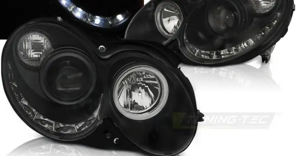Ieftin Faruri cu DRL pe fundal negru compatibil cu MERCEDES CLK W209 03-10