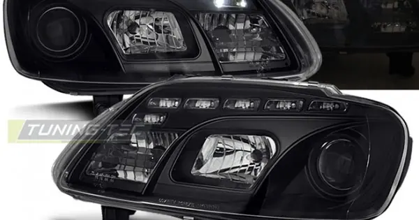 Lichidare de stoc Faruri cu DRL pe fundal negru compatibil cu VW TOURAN 02.03-10.06 / CADDY