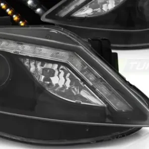Faruri cu DRL pe fundal negru with  Led INDICATOR compatibil cu SEAT IBIZA 6J 06.08-12 Ofertă exclusivă