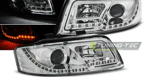 Faruri cu lumina tub crom compatibil cu AUDI A4 10.00-10.04 Retur gratuit