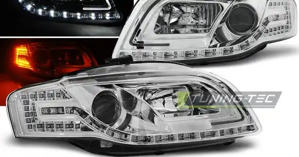 Preferatul clienților Faruri cu lumina tub crom compatibil cu AUDI A4 B7 11.04-03.08