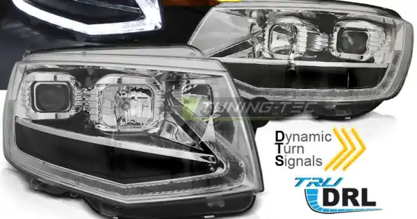 Faruri cu lumina tub crom DRL SEQ compatibil cu VW T6 15-19 Retur gratuit