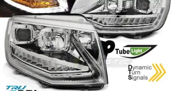 Faruri cu lumina tub DRL crom SEQ compatibil cu VW T6 15-19 Livrare gratuită