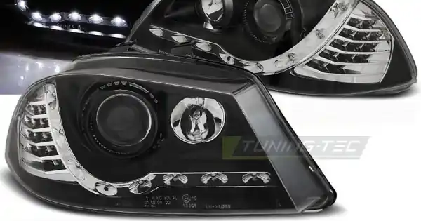 Faruri cu DRL pe fundal negru compatibil cu SEAT IBIZA 6L 04.02-08 Comandă acum