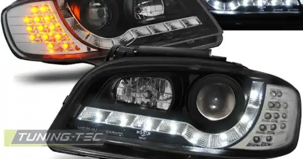 Comandă acum Faruri cu DRL pe fundal negru compatibil cu SEAT IBIZA/CORDOBA 09.99-03.02