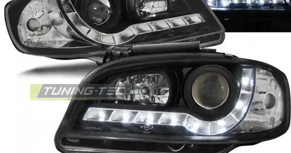 Reducere extra Faruri cu DRL pe fundal negru compatibil cu SEAT IBIZA/CORDOBA 09.99-03.02