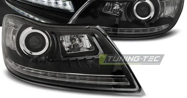 Faruri cu DRL pe fundal negru compatibil cu SKODA OCTAVIA 09-12 Cumpără online