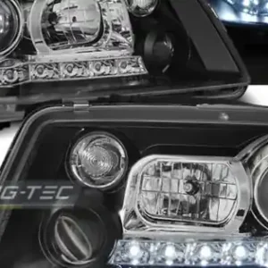 Faruri cu DRL pe fundal negru compatibil cu VW BORA 09.98-05.05 Reducere extra
