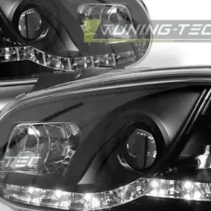 Expediere rapidă Faruri cu DRL pe fundal negru compatibil cu VW GOLF 4 09.97-09.03