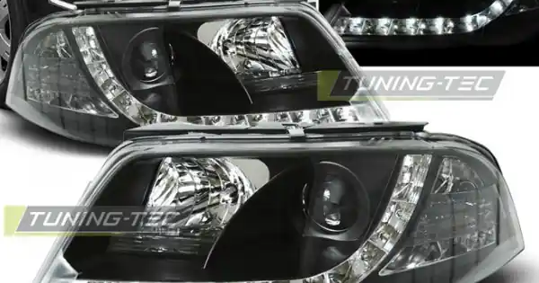 Faruri cu DRL pe fundal negru compatibil cu VW PASSAT 3BG 09.00-03.05 Cel mai bun preț