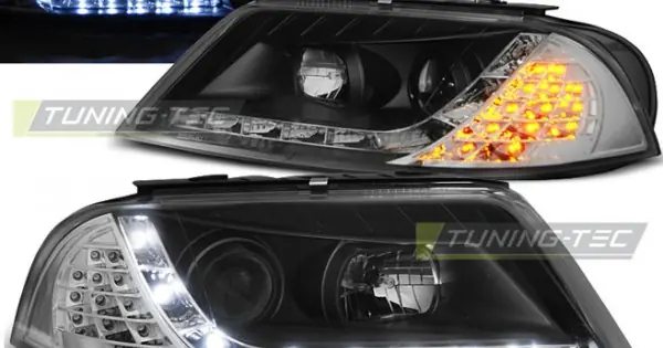 Reducere de preț Faruri cu DRL pe fundal negru compatibil cu VW PASSAT 3BG B5 FL 09.00-03.05