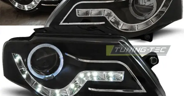 Plată securizată Faruri cu DRL pe fundal negru compatibil cu VW PASSAT B6 3C 03.05-10