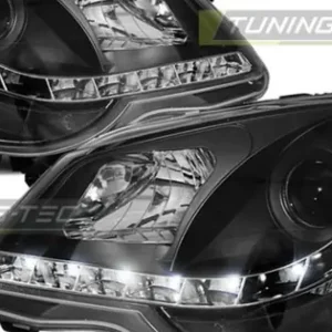 Faruri cu DRL pe fundal negru compatibil cu VW POLO 9N3 04.05-09 Ieftin