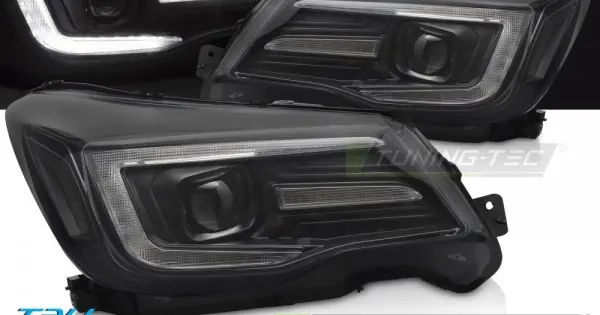 Calitate înaltă Faruri cu lumina tub DRL negru compatibil cu SUBARU FORESTER IV 13-18