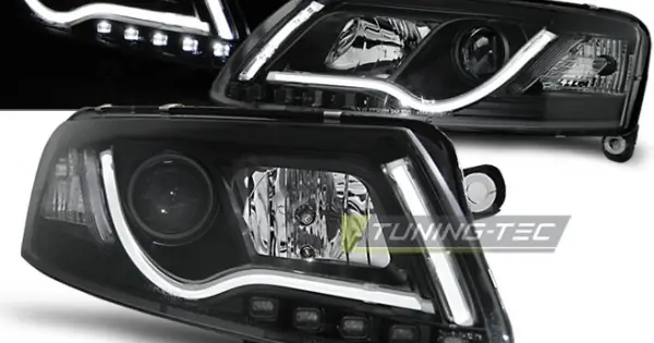 Calitate înaltă Faruri cu lumina tub negru compatibil cu AUDI A6 C6 04.04-08