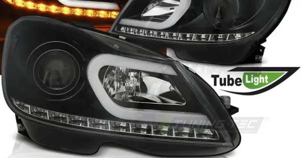 Reducere specială Faruri cu lumina tub negru compatibil cu MERCEDES W204 11-14